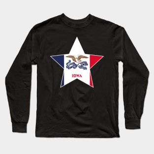 Iowa State Flag Star Long Sleeve T-Shirt